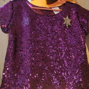 Disney Girls' Anna Elsa Sparkle Sequin top